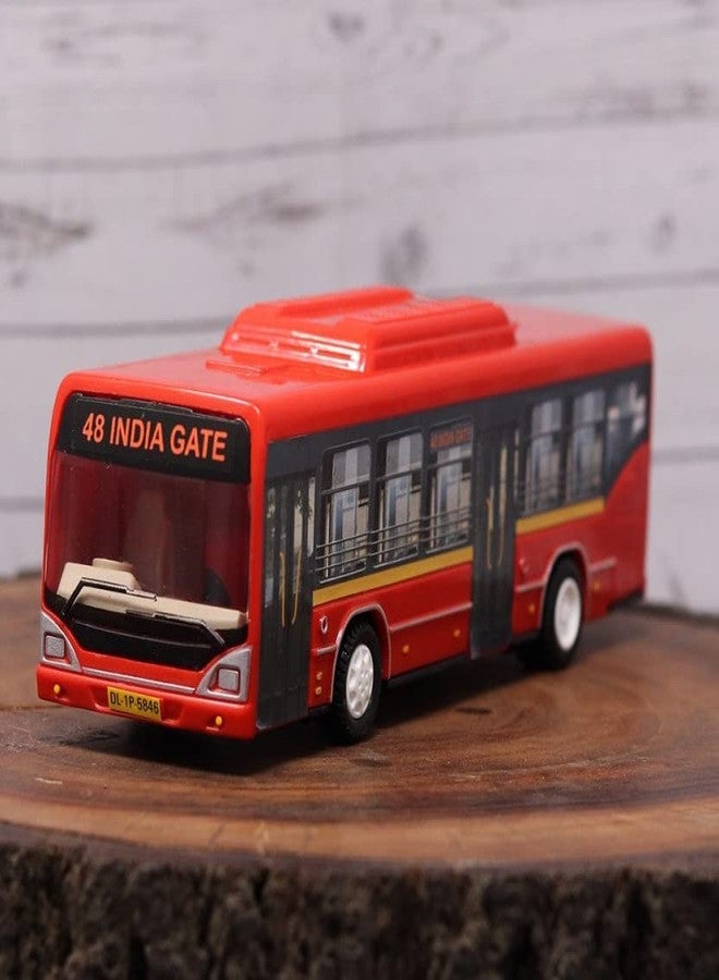 USCATALOG Gift Gallery Low Floor Bus Pull Back Miniature Toy - Red - Image 1